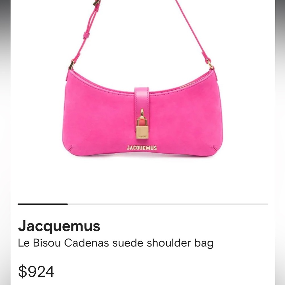 Jacquemus Le Bisou pink suede shoulder bag (never worn, tags on, packaging)